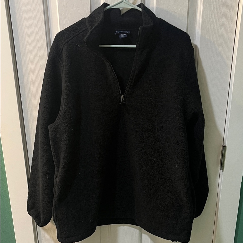 Lands' End Men's Black Fleece Quarter-Zip